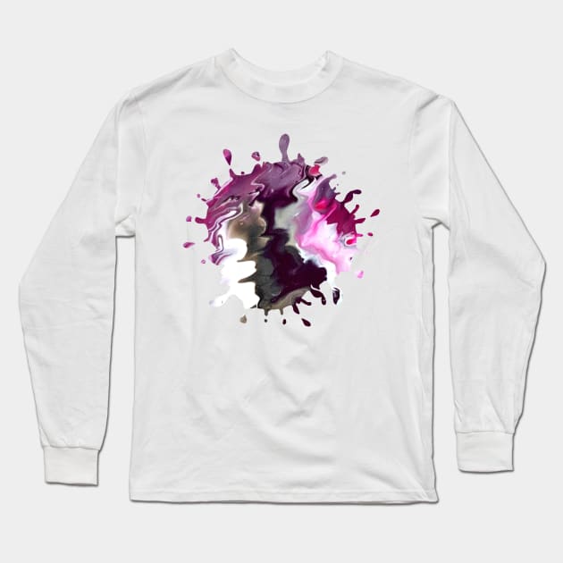 Swirl Pink/Gray Acrylic Pour Painting Long Sleeve T-Shirt by Designs_by_KC